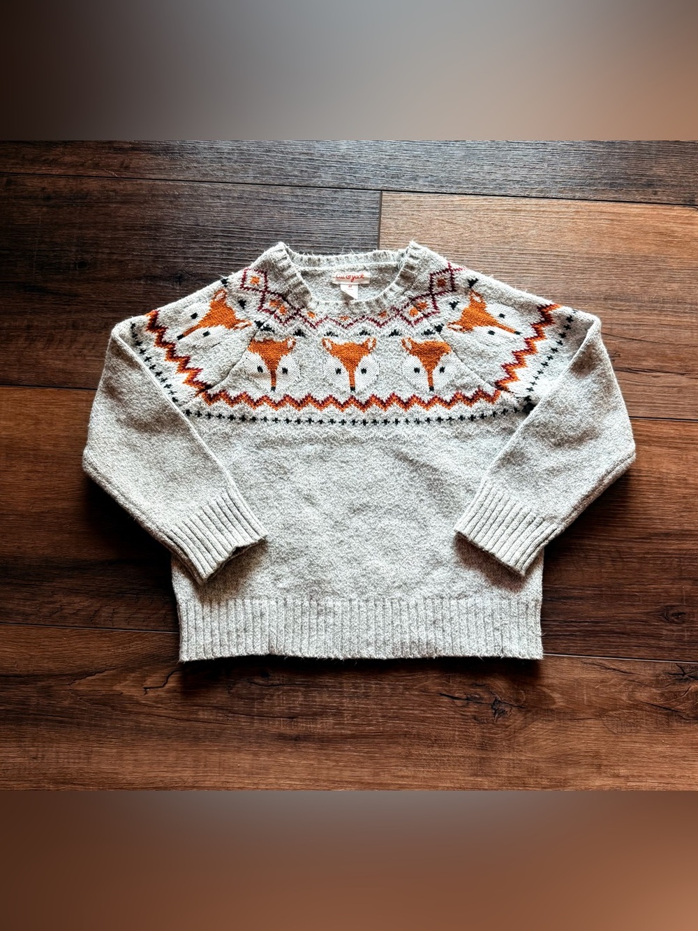 Cat & Jack Kids Size 4T Fox Crewneck Sweater